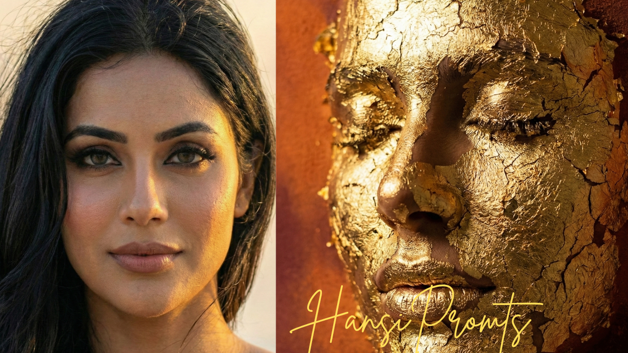 Crumbling Gold Leaf Face Portrait Prompt